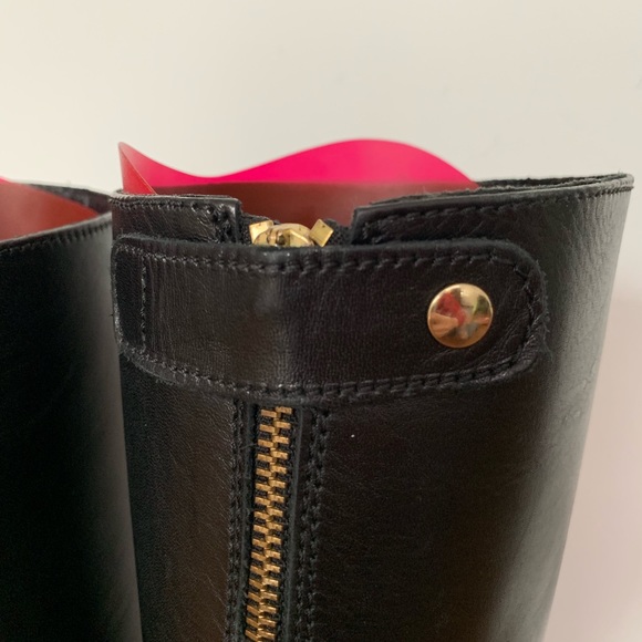 J. Crew | Black leather knee high boots w/ zippers - Picture 4 of 9